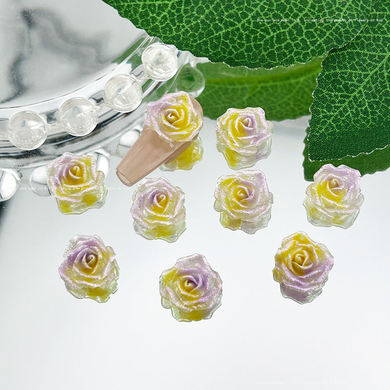 Icy Blooming Moon Flower Ornament Luminous Nail Care Nail Art