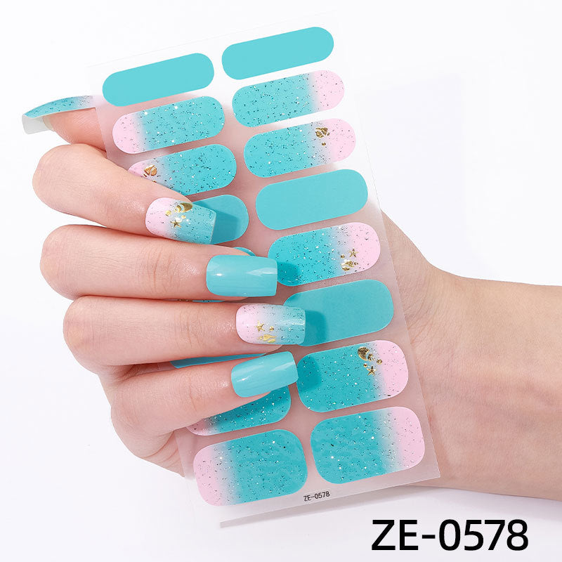 Powder Flashing French Butterfly Simple Flowers Nail Stickers