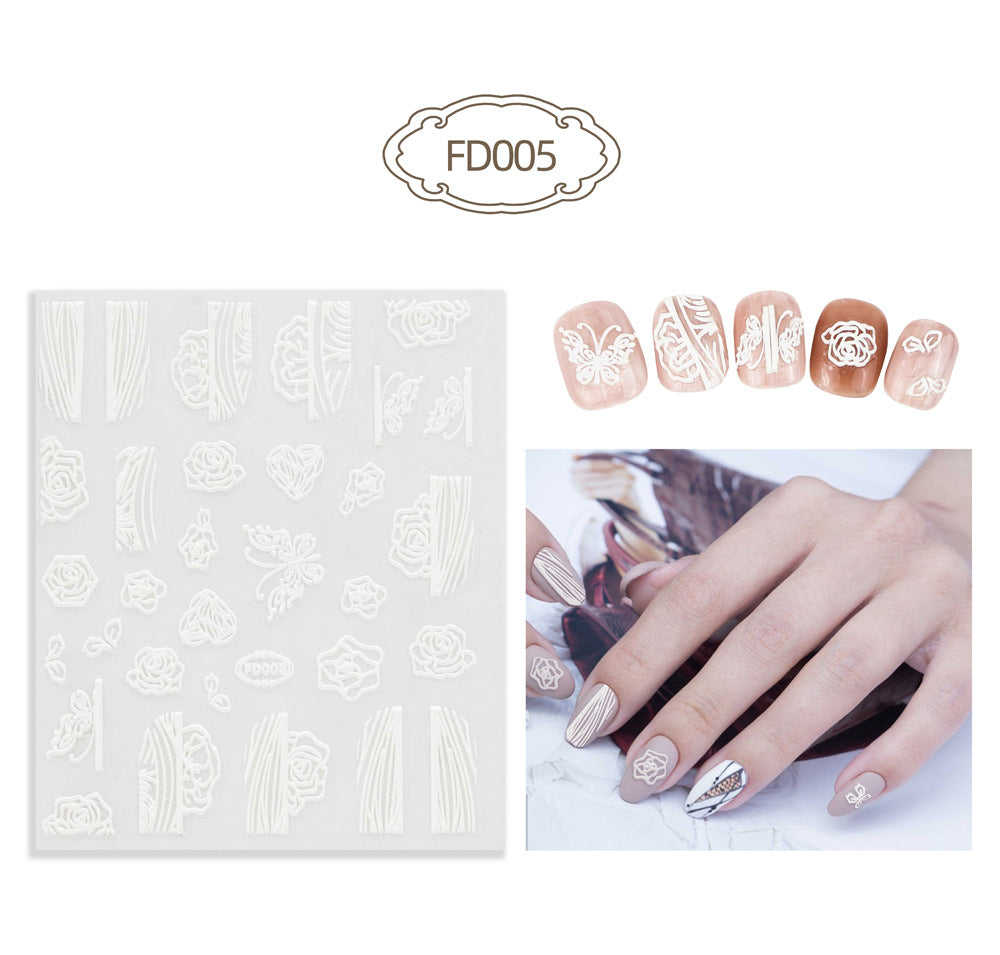 Three-dimensional Relief Cute Cartoon White Cloud Nail Stickers