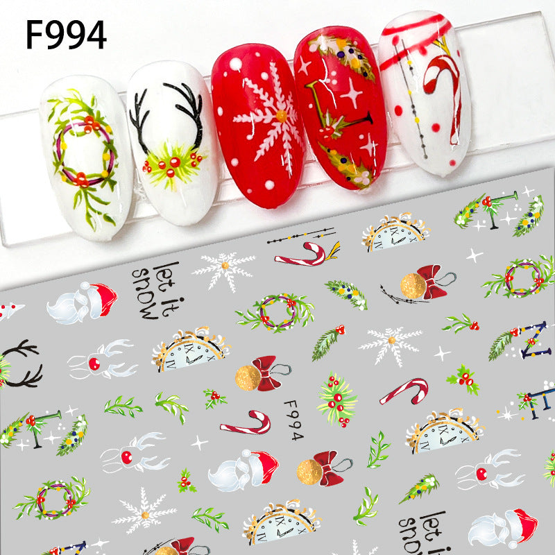 Theme Elk Snowflake Cute Cartoon Beauty Nail Stickers