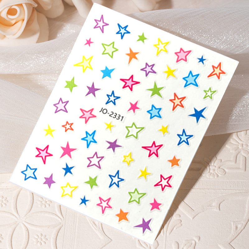 Macaron Five-pointed Star Love Adhesive Decals Nail Stickers