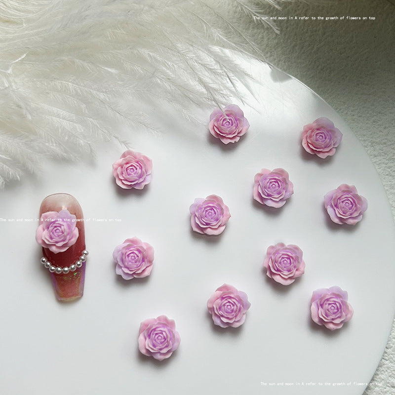 Rose en fleurs de couleur unie en gros Soins des ongles purs Nail Art