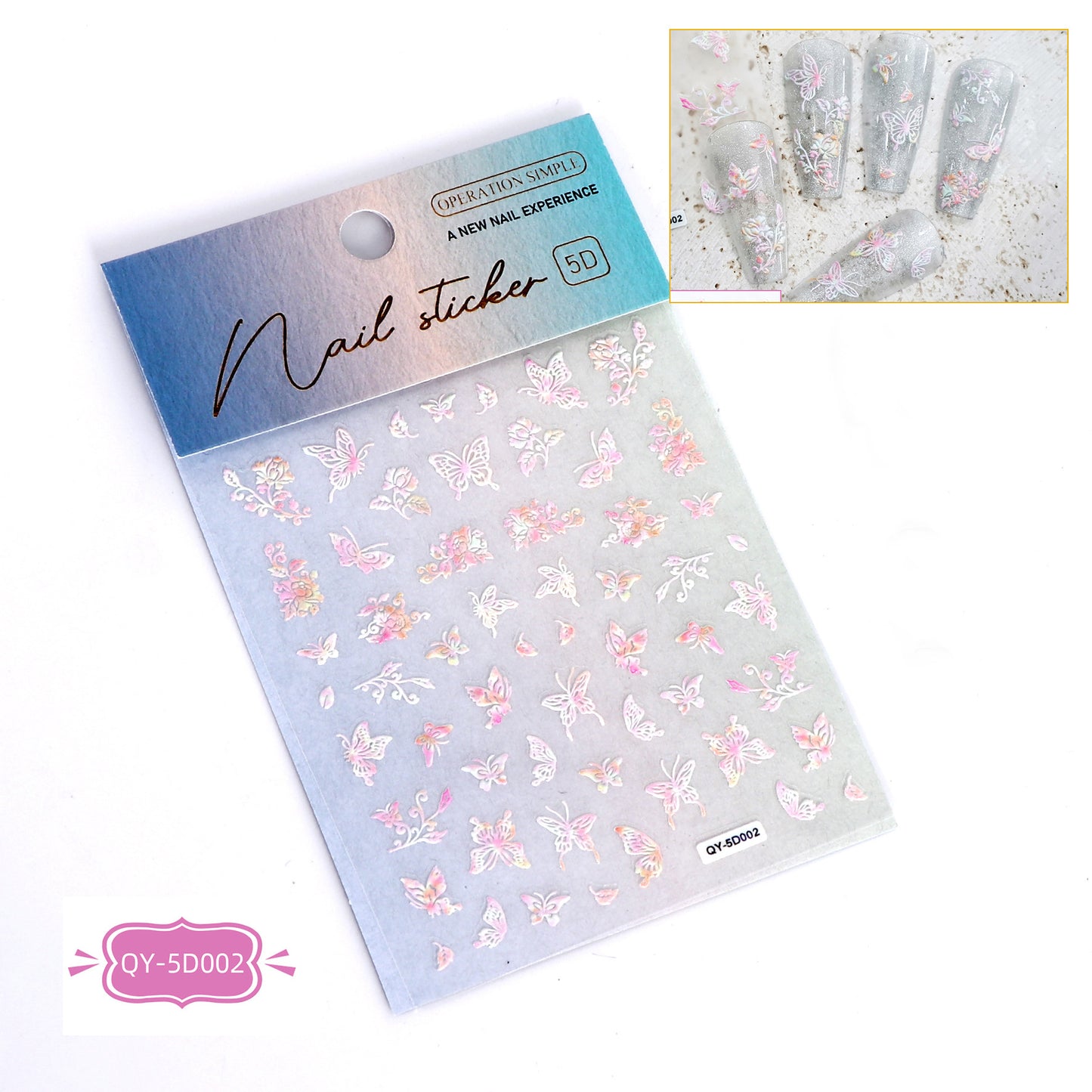 Relief Butterfly Laser Thin Tough Three-dimensional Nail Stickers