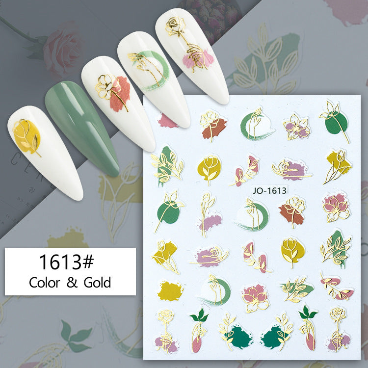 Geometric Abstract Gilding Leaves Color Hawaiian Nail Stickers