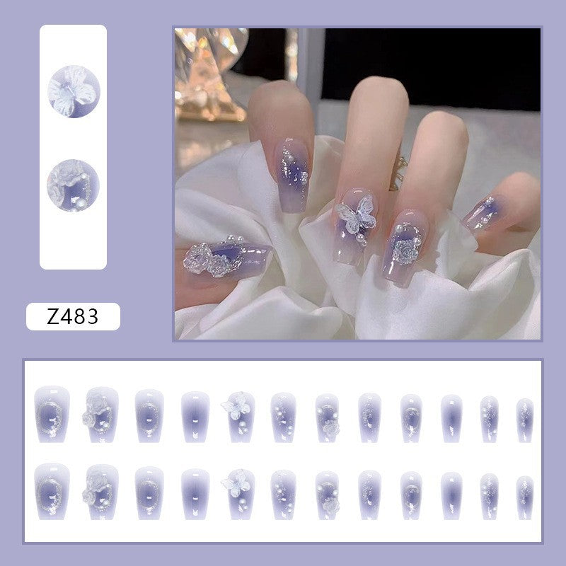 High-grade Short Fake Patch White French Nail Art