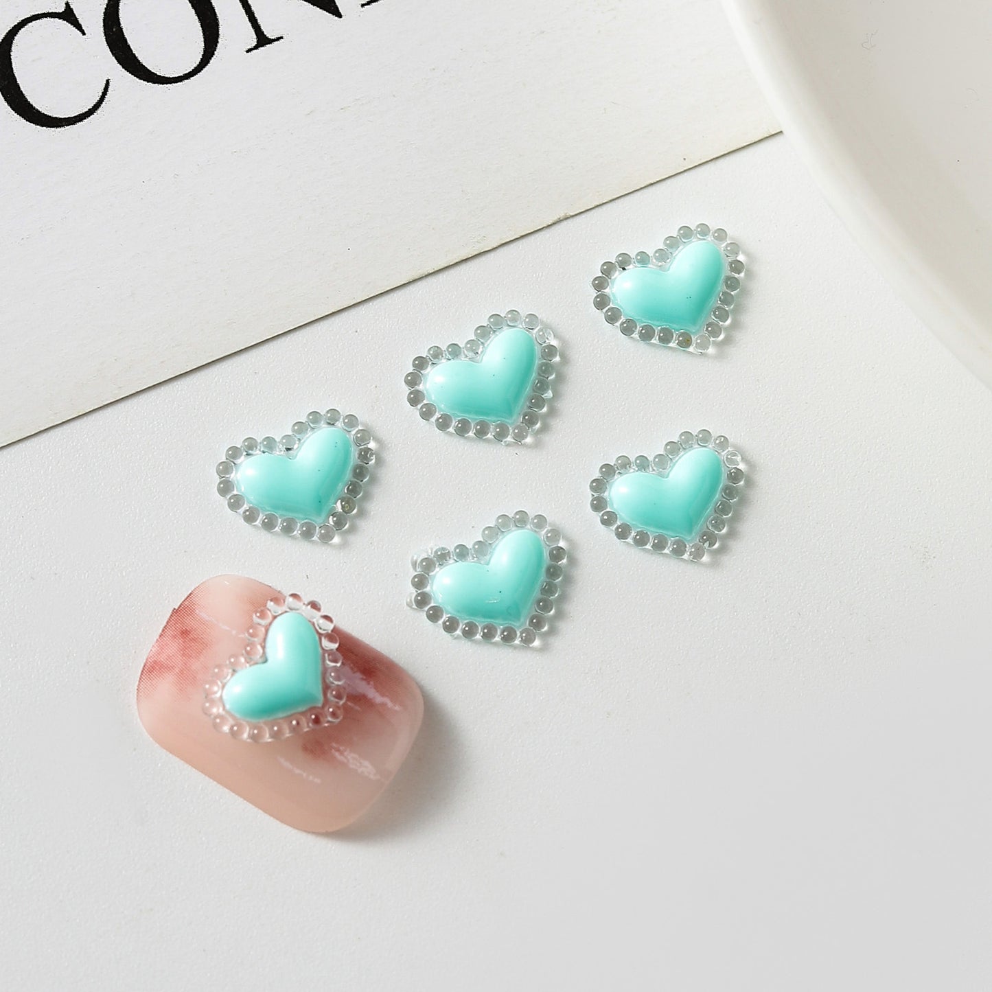 Love Heart Ornament Dopamine Peach Color Nail Care Nail Art