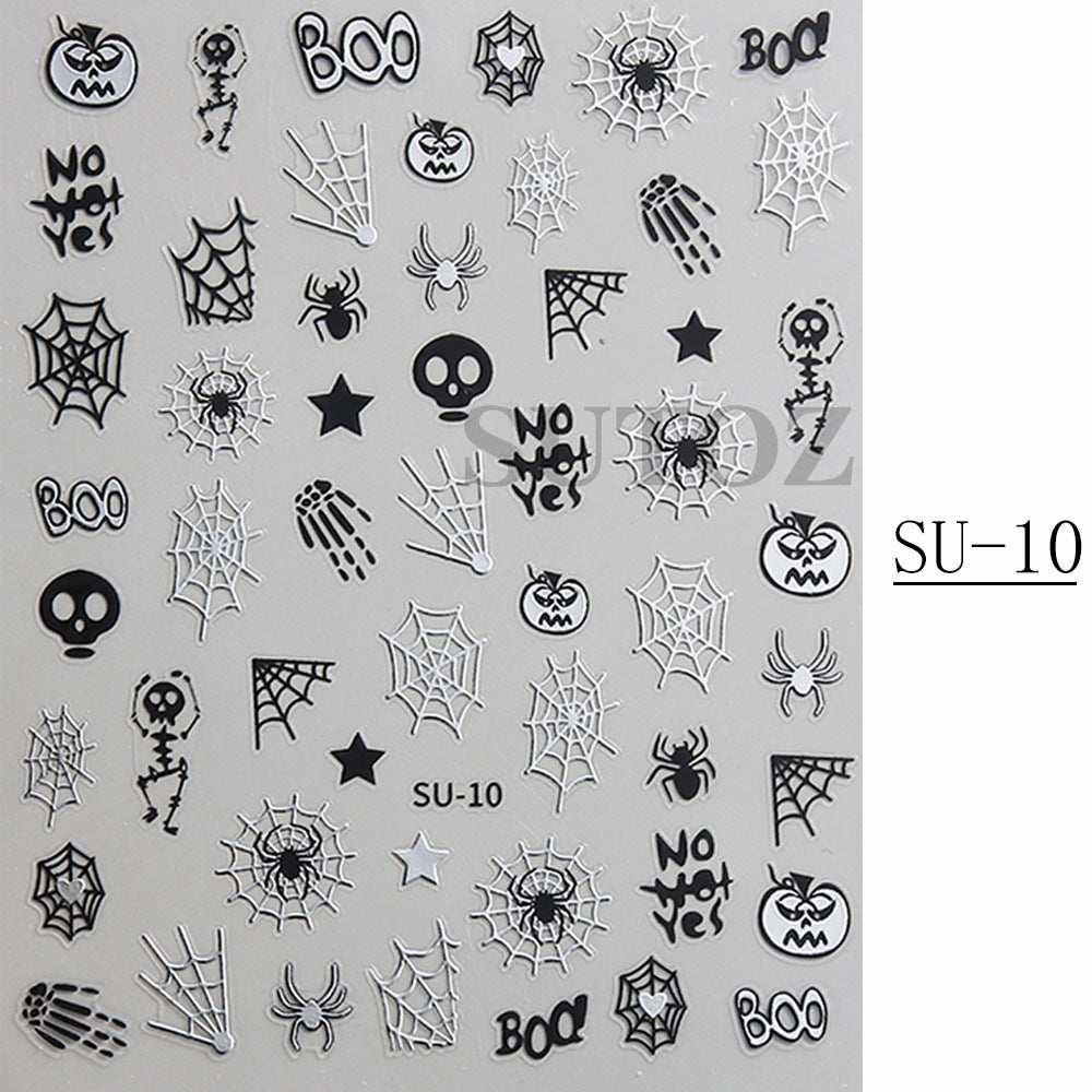 Popular Spider Web Witch Little Black Nail Stickers