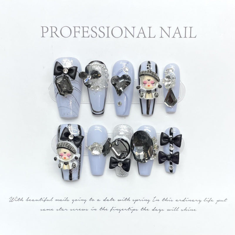 Short Nude Color Blooming Tips Finished Nail Stickers