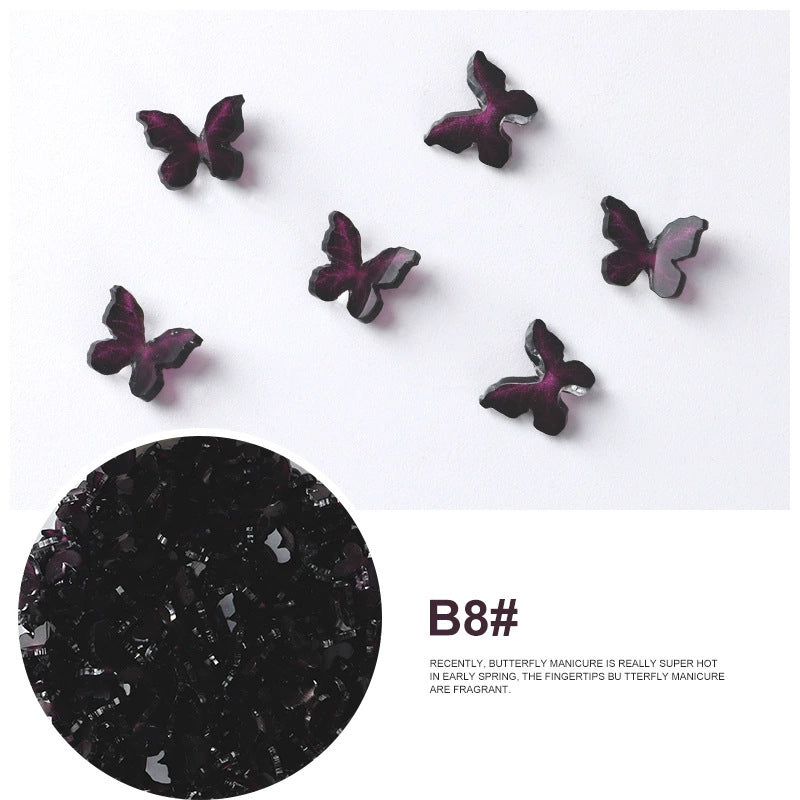 Black Butterfly Ornament Manicure Spring Glazed Three-dimensional Bow Mixed Nail Care Nail Art