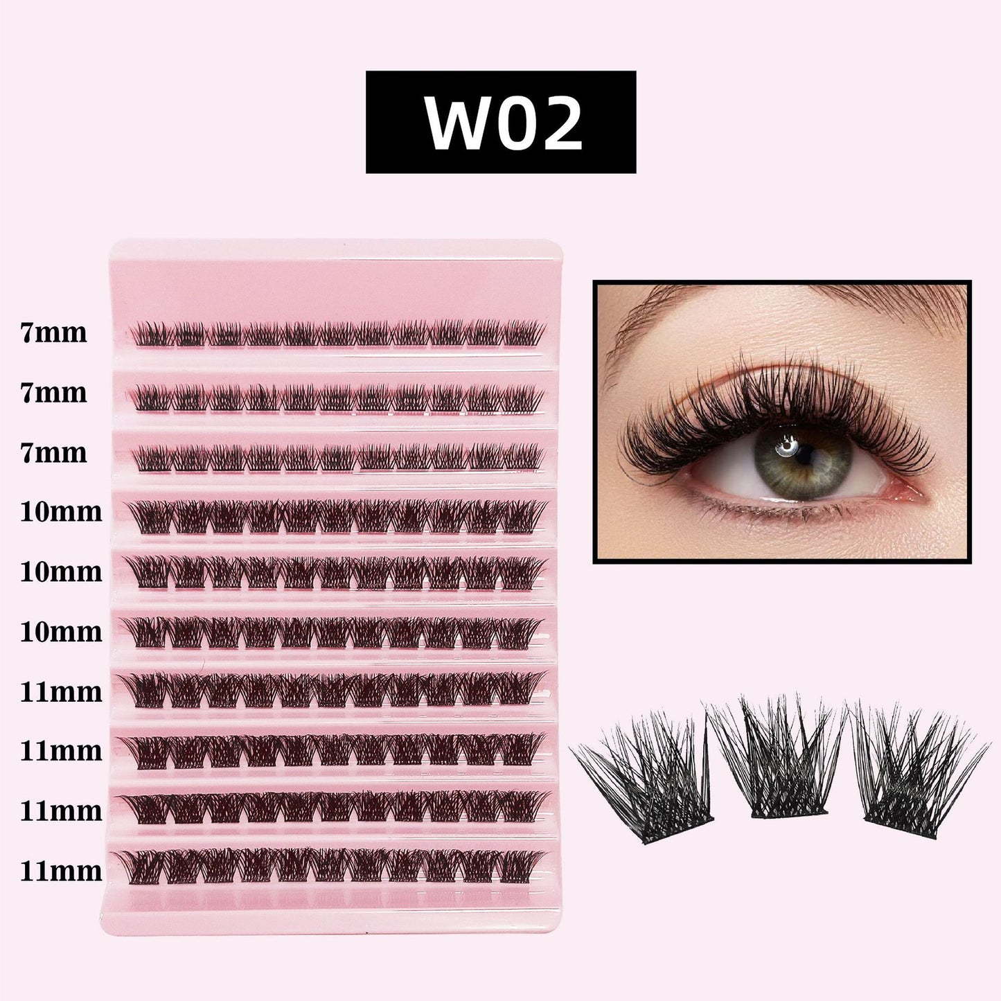 Tray Thick Curl Single Cluster Segmented False Lashes