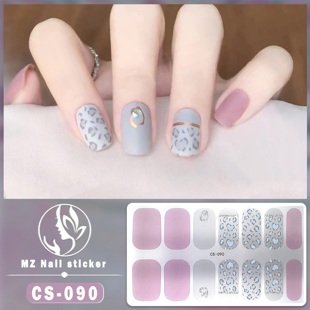 Autocollants pour ongles en gel imperméables avec motif floral à carreaux