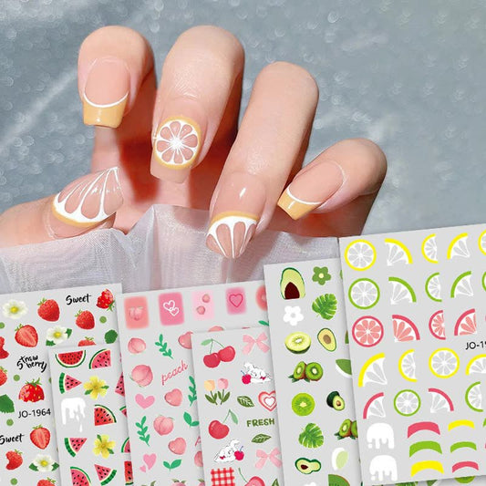 Lemon Grapefruit Watermelon Strawberry Peach Cherry Nail Stickers