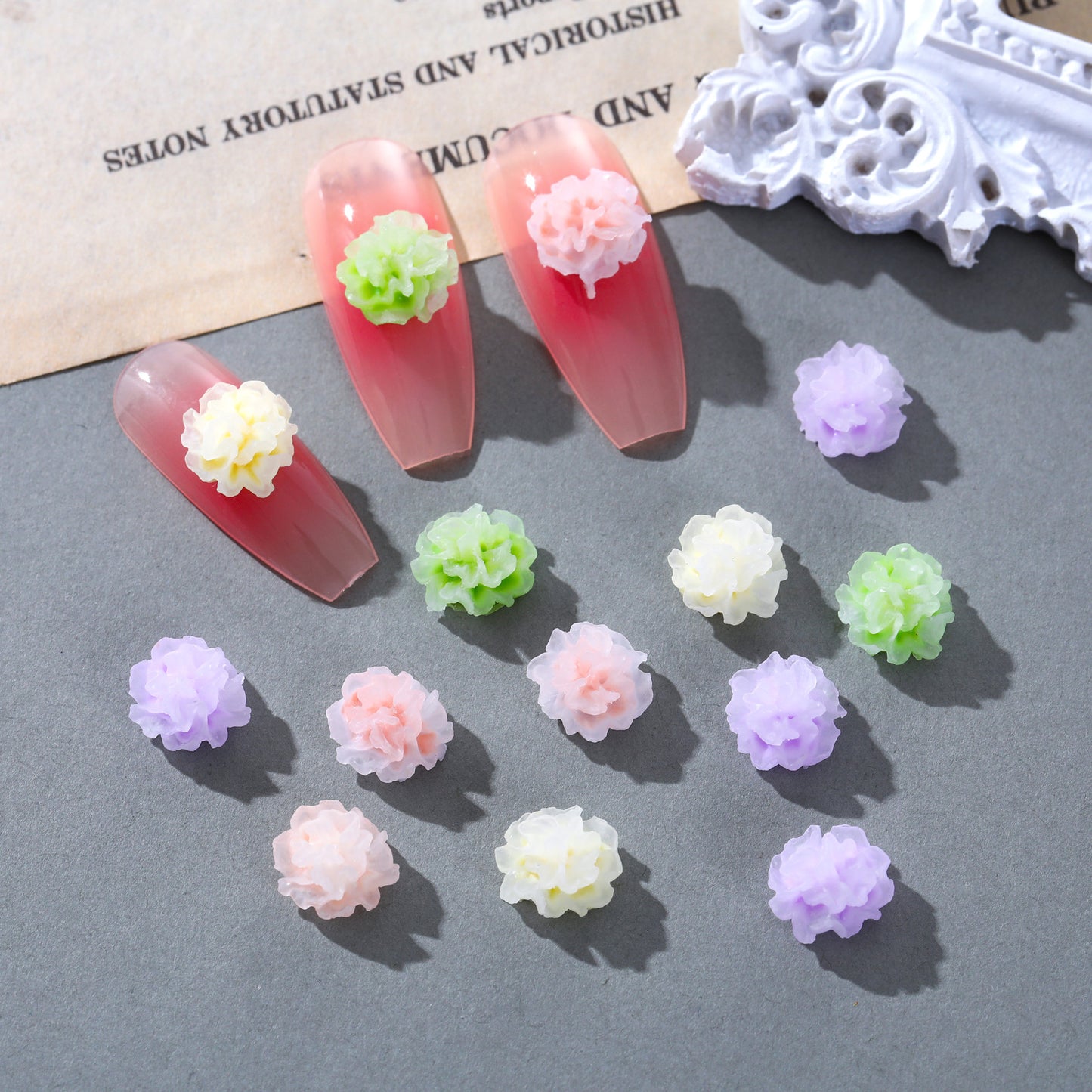 Azalea Ornament Two-color Luminous Resin Flower Nail Care Nail Art