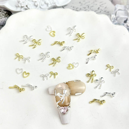 Bow Gold Sier Variety Ornament Affordable Nail Care Nail Art