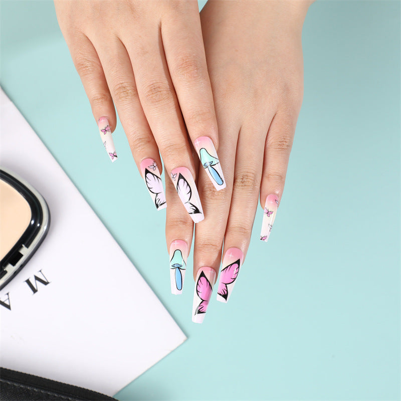 Ballet Big Head Mushroom Butterfly Wear Nail Stickers