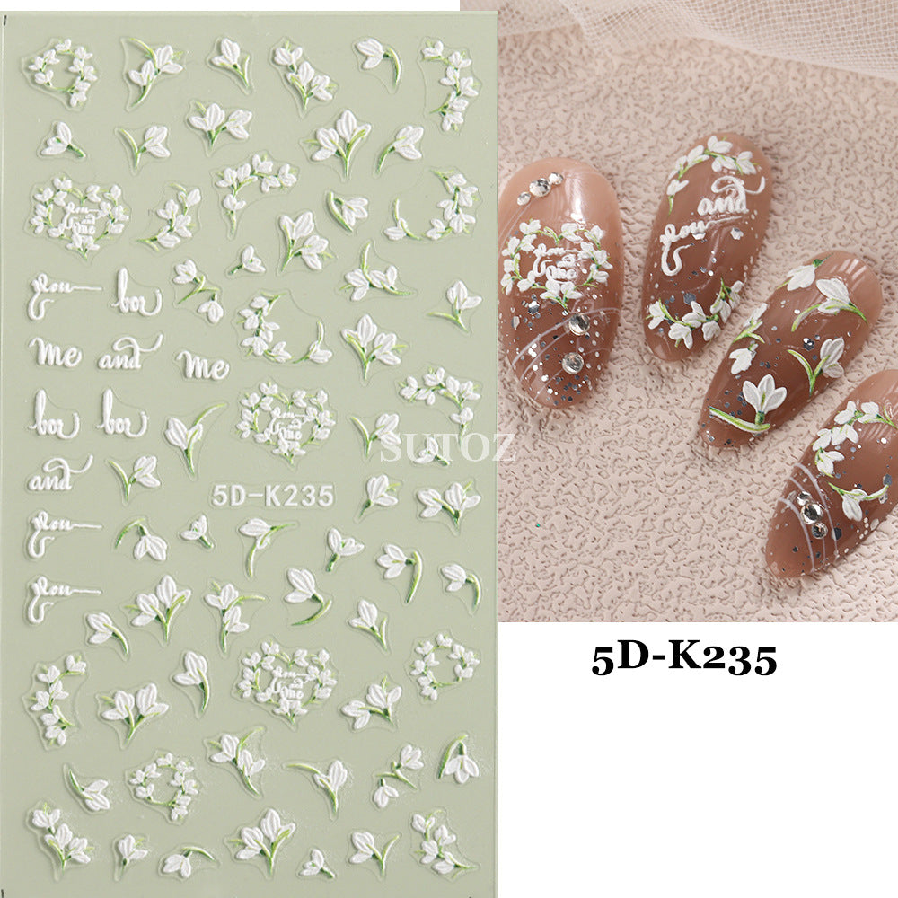 Paper Summer Sunflower Peony Tulip Three-dimensional Nail Stickers