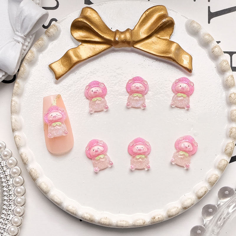 Cartoon Luminous Pig Ornament Cute Blush Phone Case Wear Nail Care Nail Art