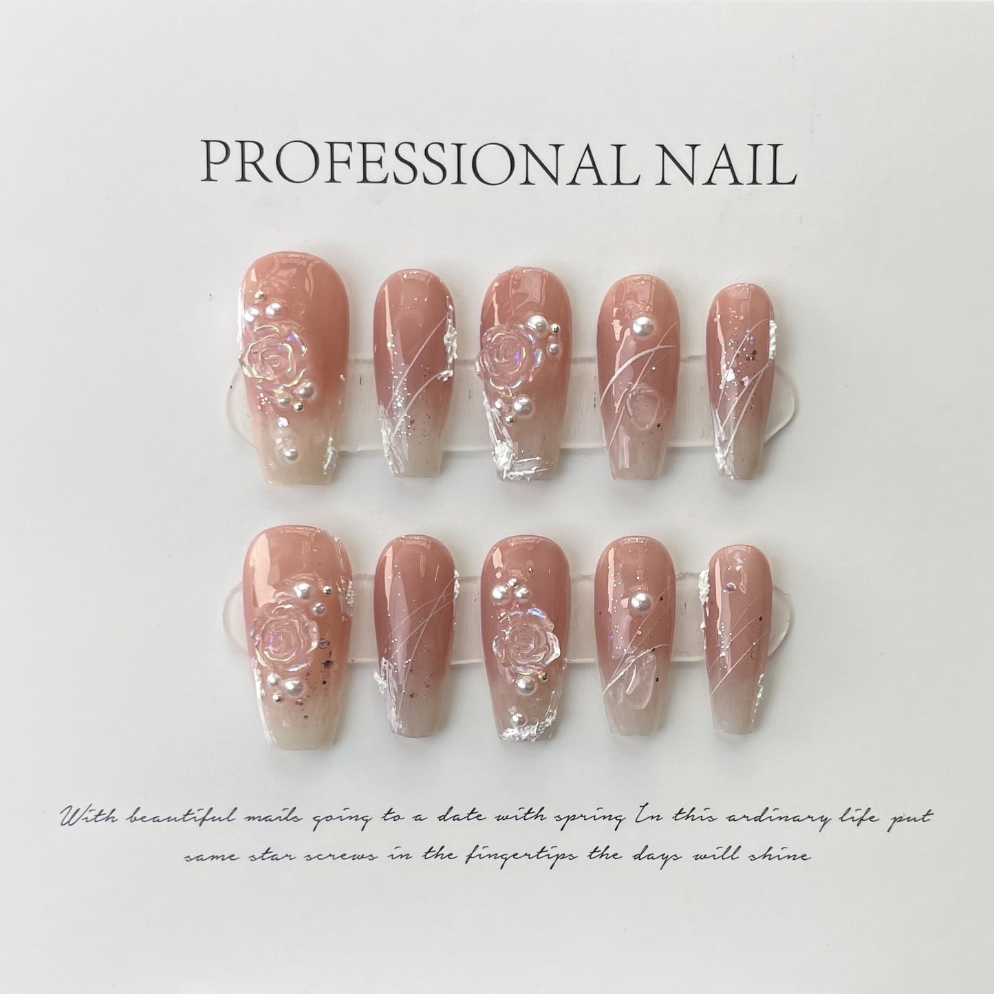 Handmade Camellia Gradient Therapy Finished Wear Nail Stickers