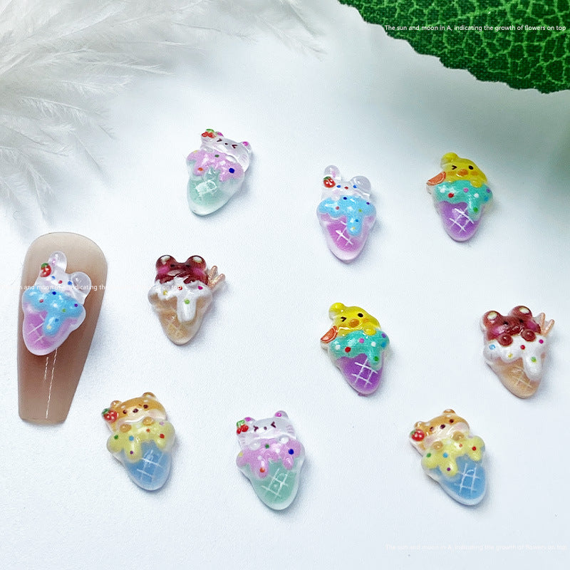 Children's Summer Cartoon Ornament Cute Bear Ice Nail Care Nail Art