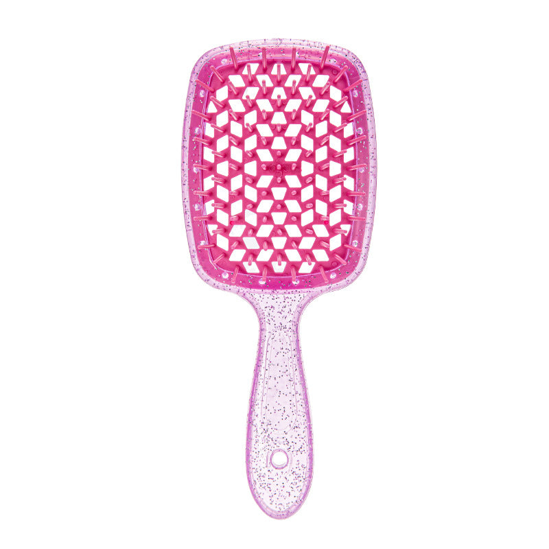 Hollow Transparent Glitter Massage Wet Dry Mesh Hair Brushes & Combs