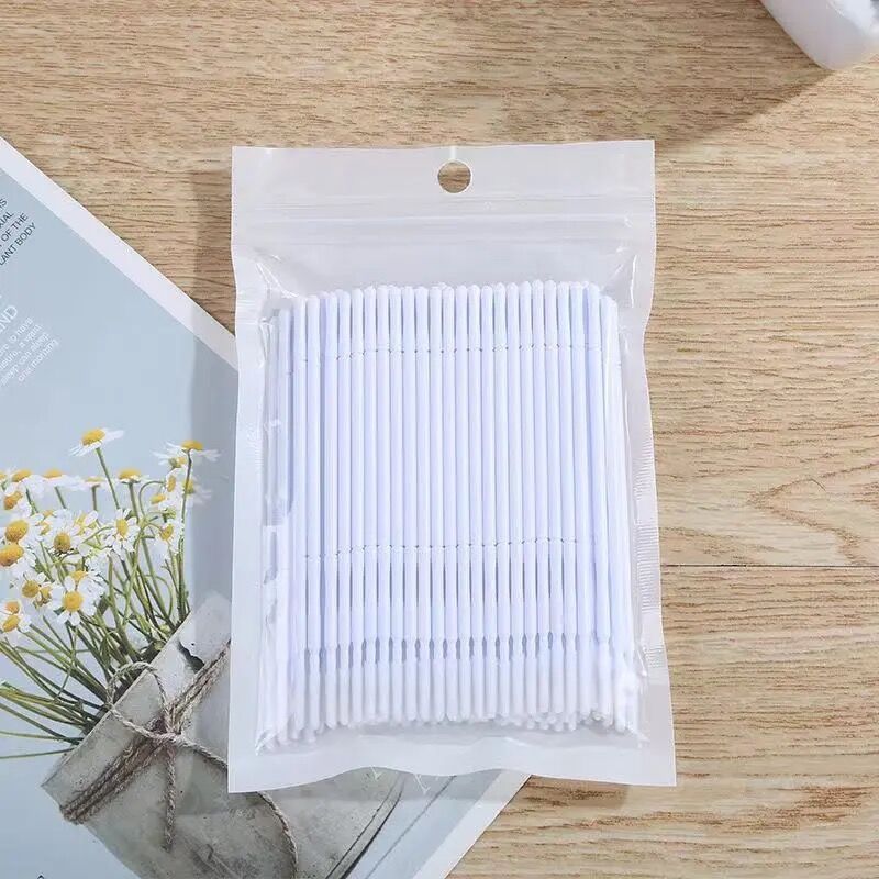 Cleaning Long Head Cotton Swab For Tattoo Embroidery False Lashes