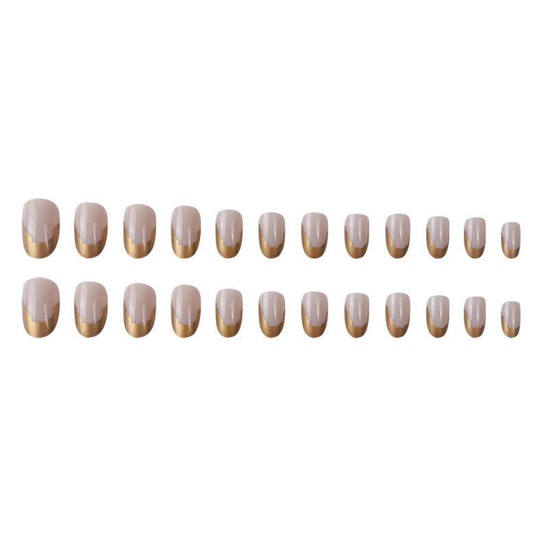 Tête irrégulière Bord doré Personnalité française Manucure Porter Nail Art