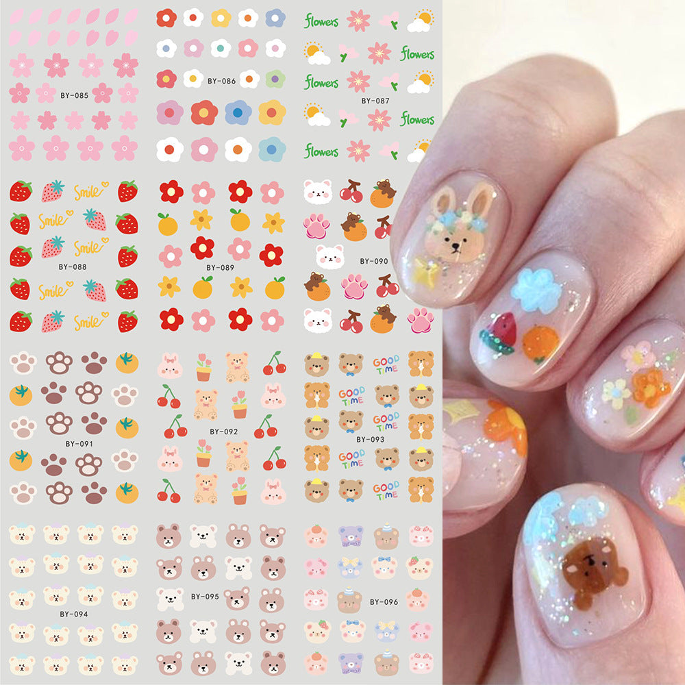 Flow Large Flowers Feather Butterfly Water Nail Stickers