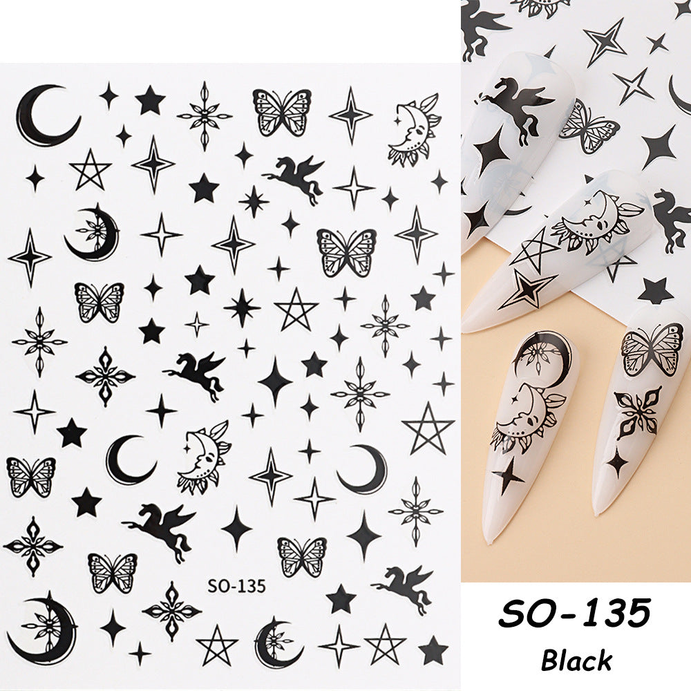 Simple Four-color Butterfly Asterism Love Flame Water Nail Stickers