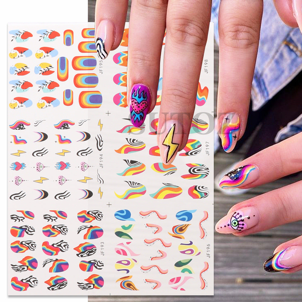 Beauty Water Printing Large Waterproof Blooming Nail Stickers