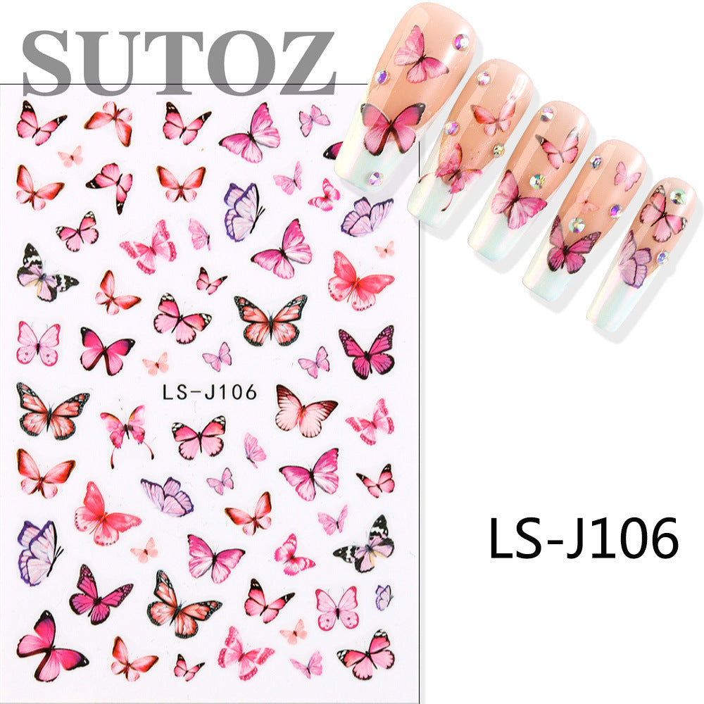 Style Colorful Elegant Butterfly White Cloud Nail Stickers