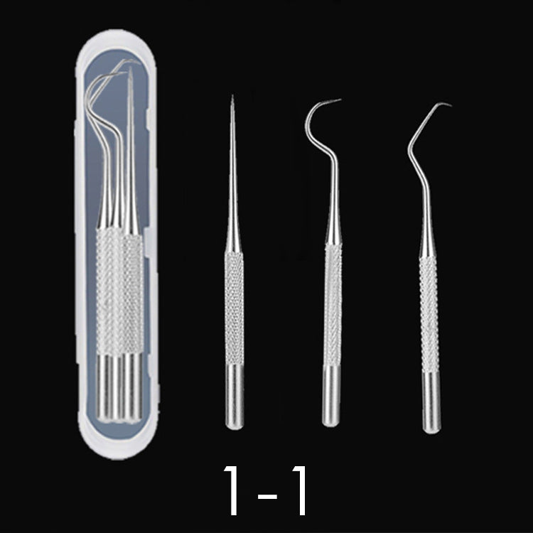 Stainless Steel Three-piece Portable Toothpick Dental Floss Makeup Accessories