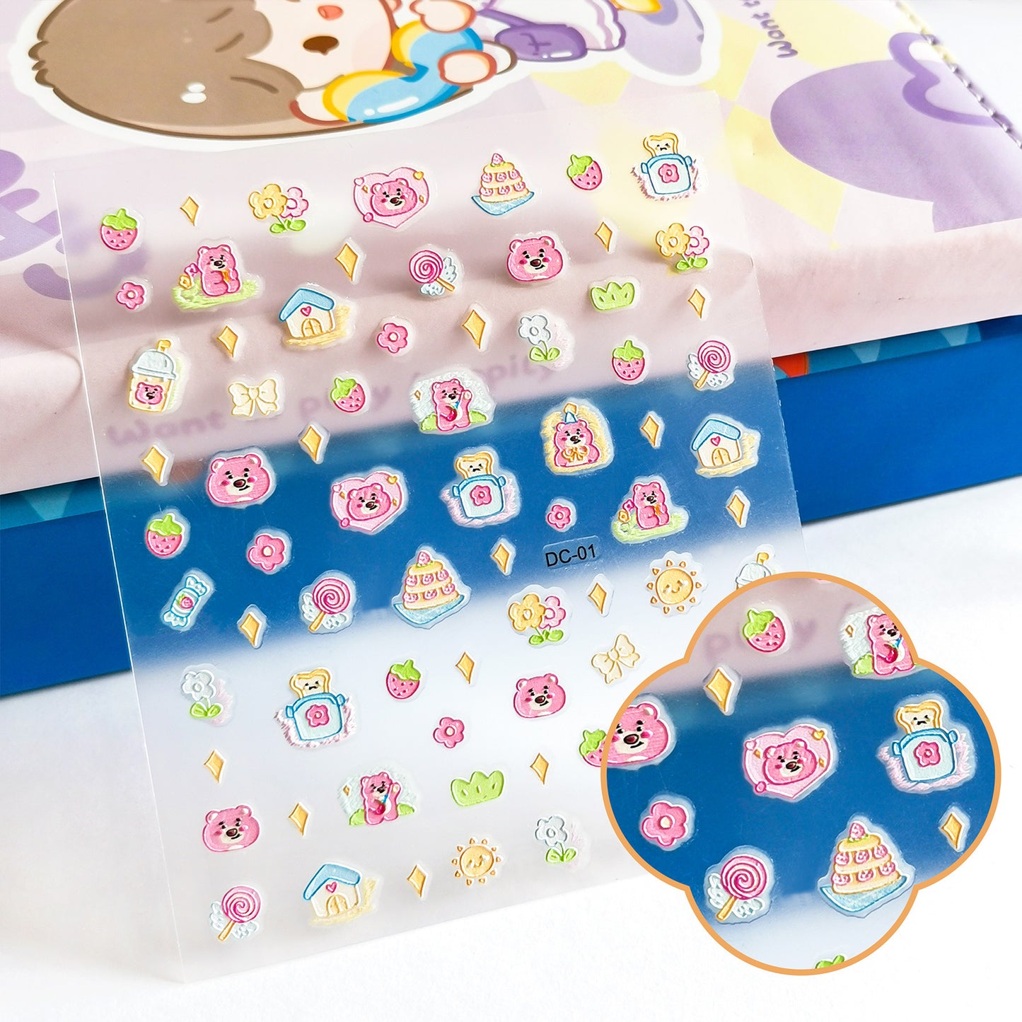 Children's Three-dimensional Relief Cute Animal Egg Doll Nail Stickers