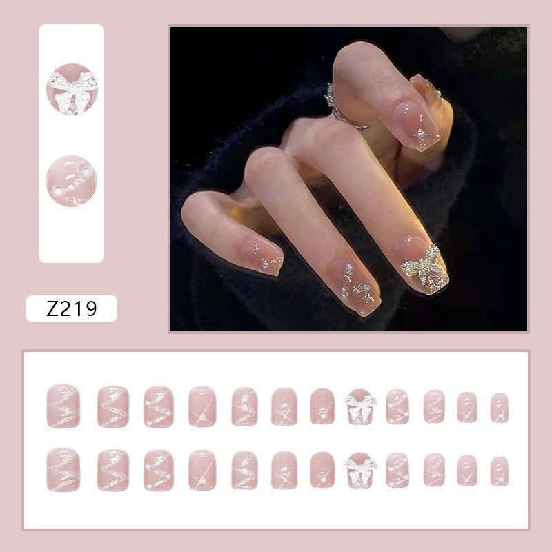 High-grade Short Fake Patch White French Nail Art