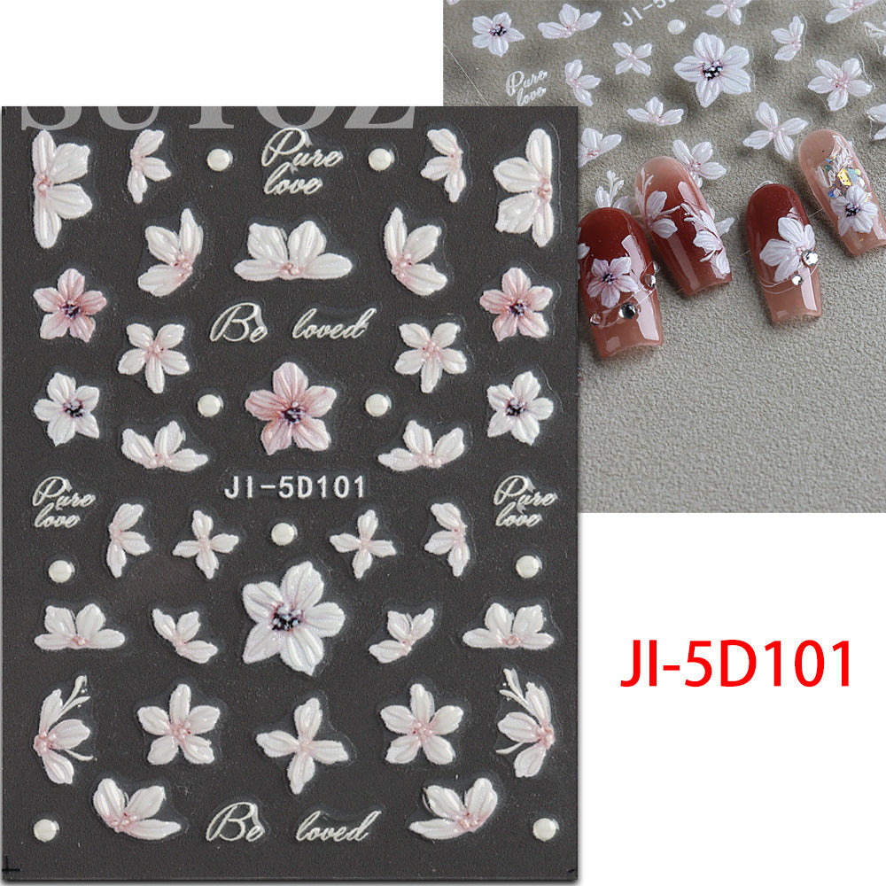 Fresh Cherry Blossom Flowers Stereo Nails Nail Stickers