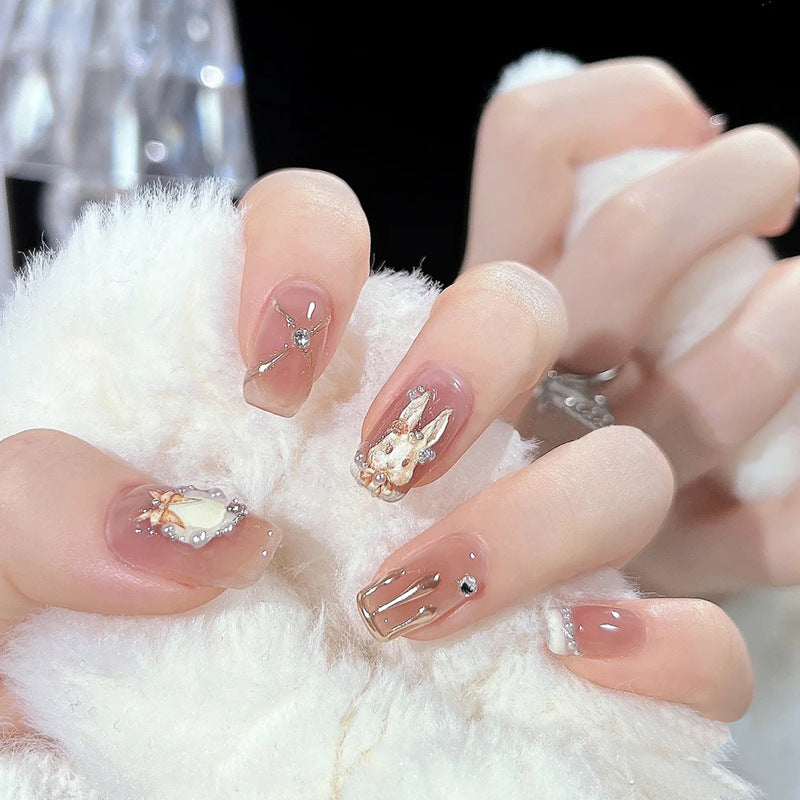 Piece Flesh Colored Smile French Cat Nail Stickers