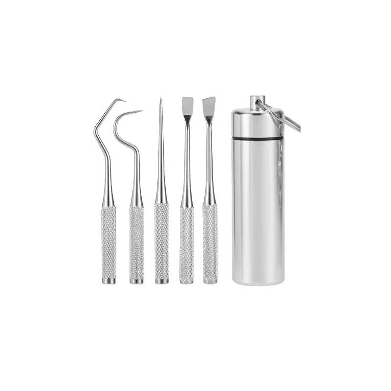 Stainless Steel Three-piece Portable Toothpick Dental Floss Makeup Accessories