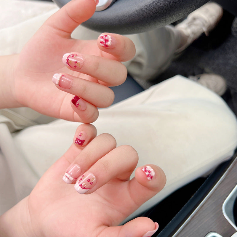 Sweet Atmosphere Sense Three-dimensional Cherry Beauty Cute French Nail Stickers