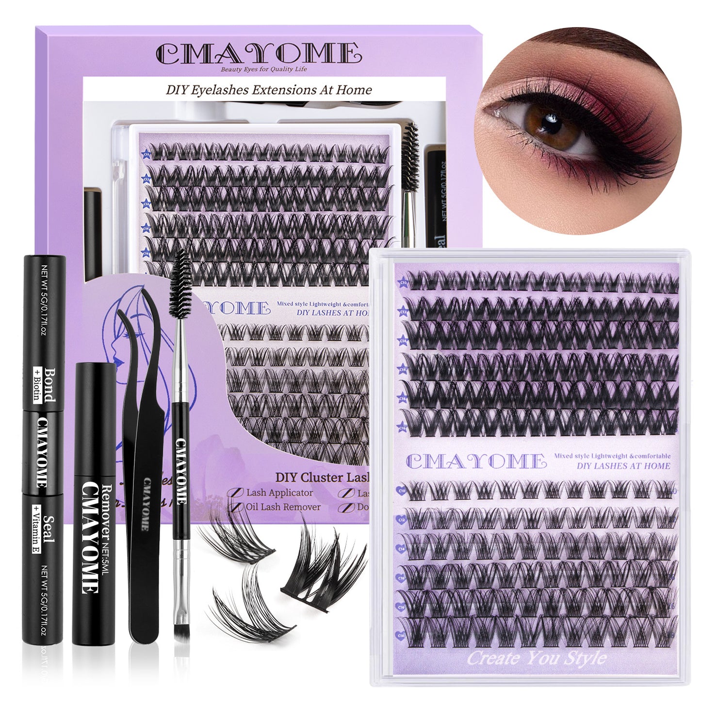 Segmented Eyelashes Box Double-headed Glue Large False Lashes