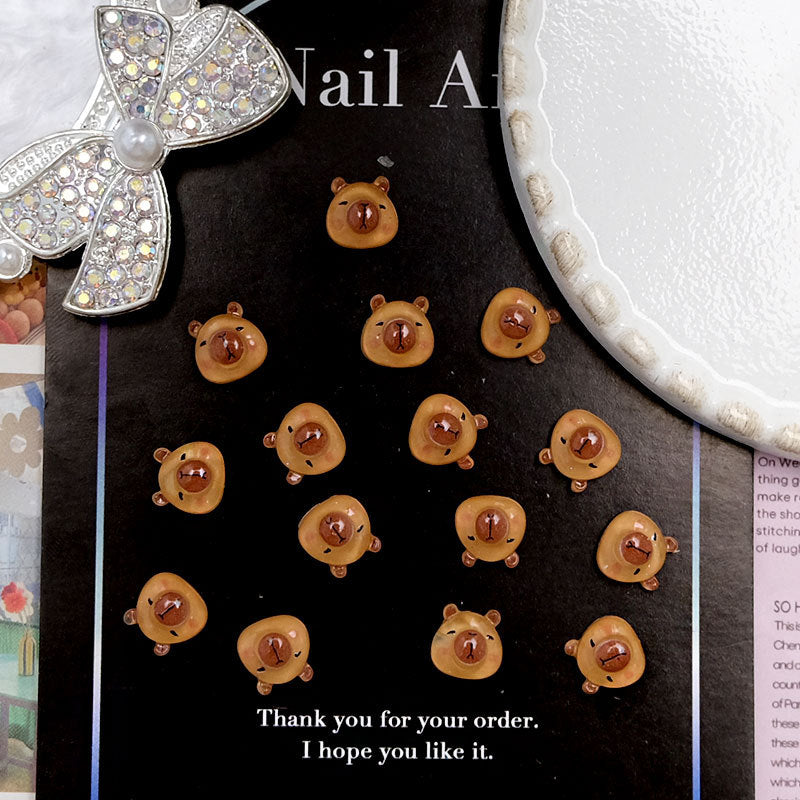 Cute Little Bear Barrettes Phone Case Wear Armor Resin Nail Care Nail Art