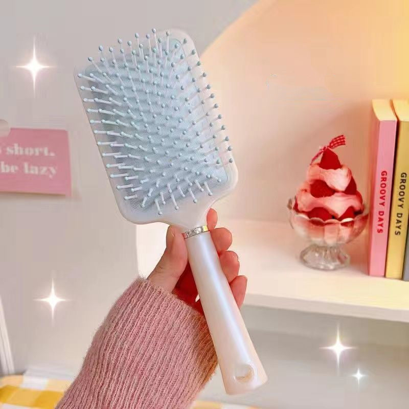 Brosses et peignes à cheveux portables pour femmes en forme de cœur moelleux avec coussin gonflable de sirène