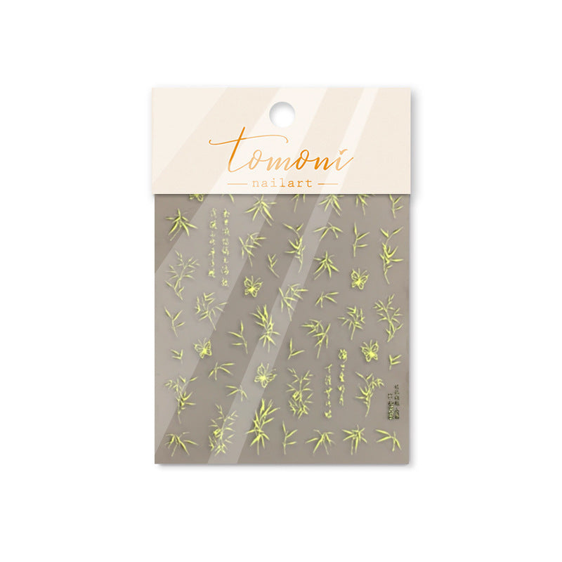 Gilding Retro National Style Bamboo Forest Nail Stickers