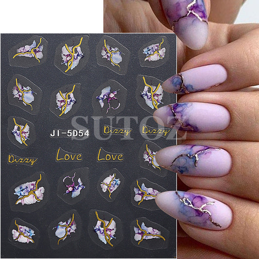 Summer Deep Sea Blooming Relief Three-dimensional Manicure Nail Stickers