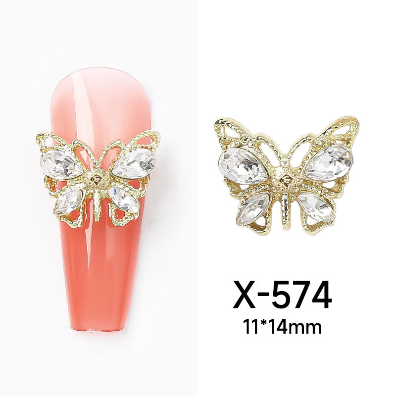 Light Luxury Cat Butterfly Ornament Gold Sier Nail Care Nail Art