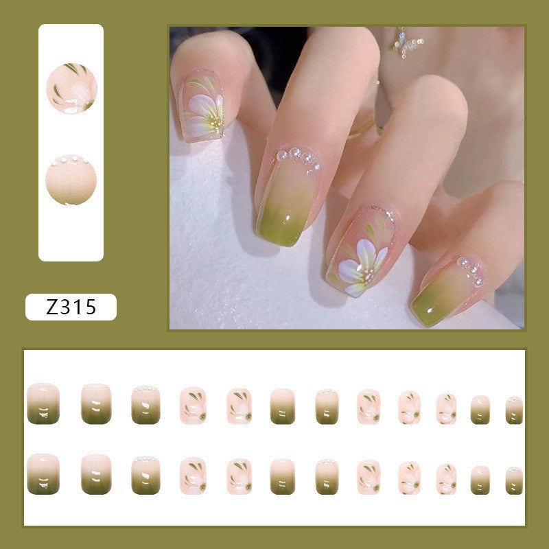 High-grade Short Fake Patch White French Nail Art