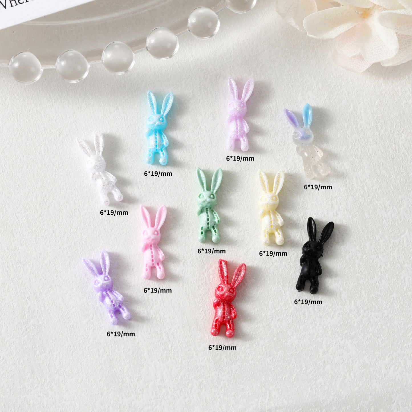 Luminous Skull Rabbit Ornament Cute Cartoon Nail Care Nail Art