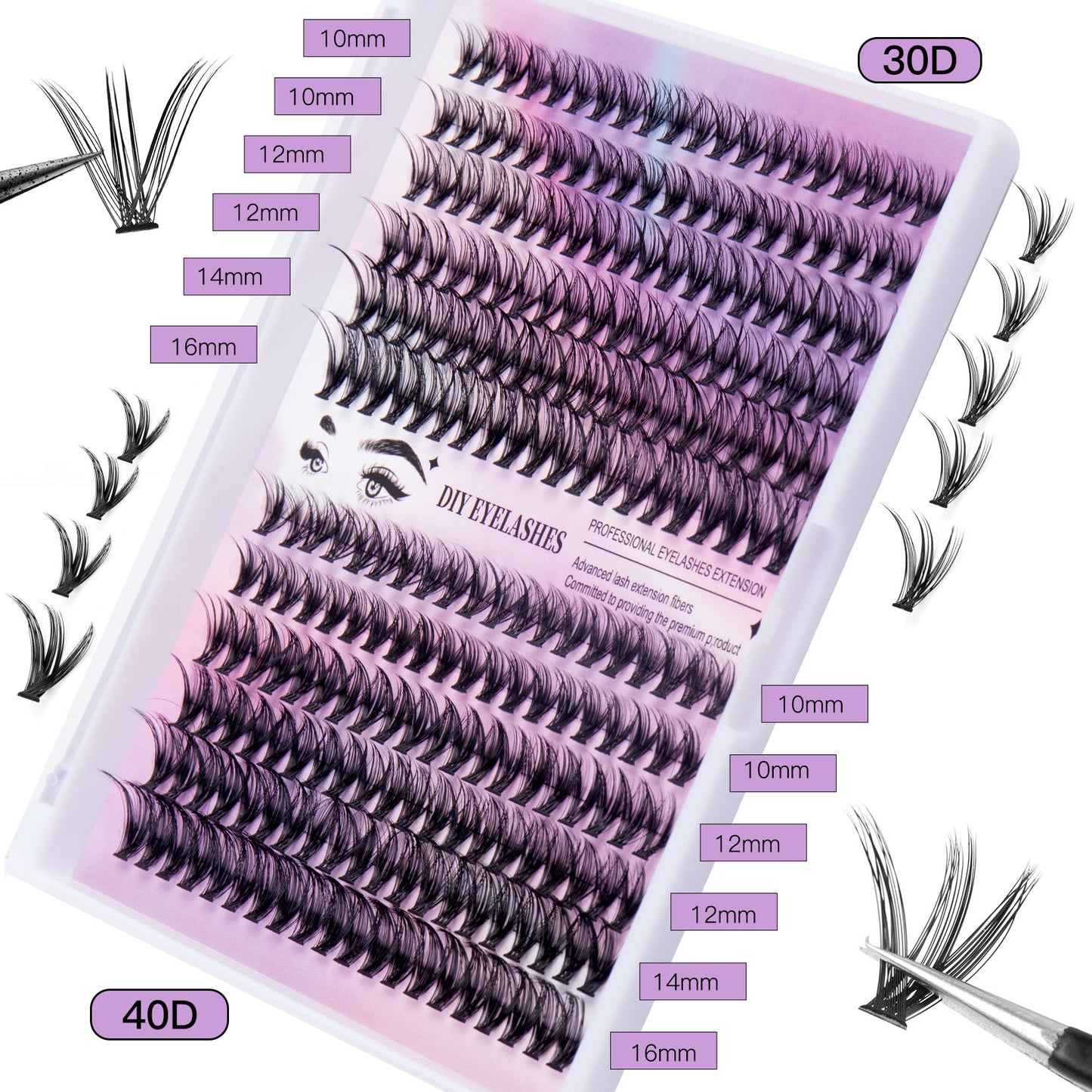 Cils fendus grande capacité Combinaison de faux cils