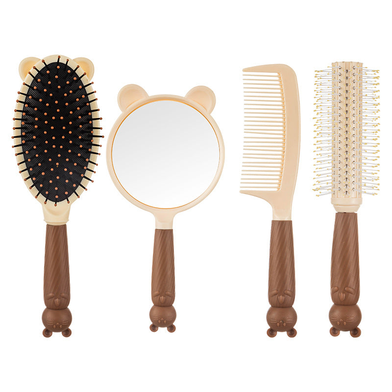 Miroir de chat pour femme, brosses et peignes à cheveux longs pour le cuir chevelu