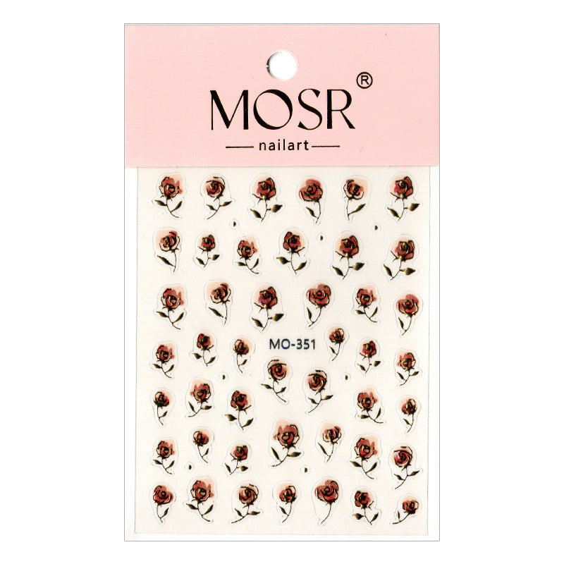 Gilding Rose National Style Retro Blooming Nail Stickers