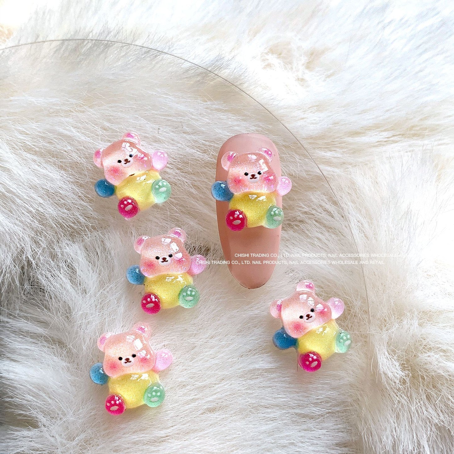 Ornement d'ours en gelée coloré Soins des ongles en glace à la dopamine Nail Art