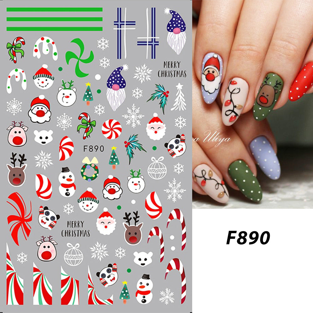 Halloween Red With Colorful Christmas Snowflakes Nail Stickers